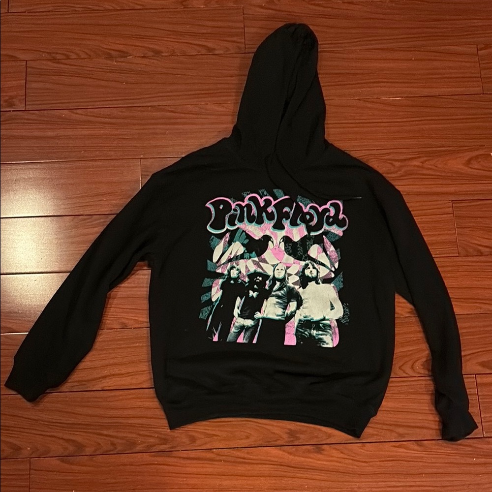 Pink Floyd Black Hoodie with Pink and Blue Design M